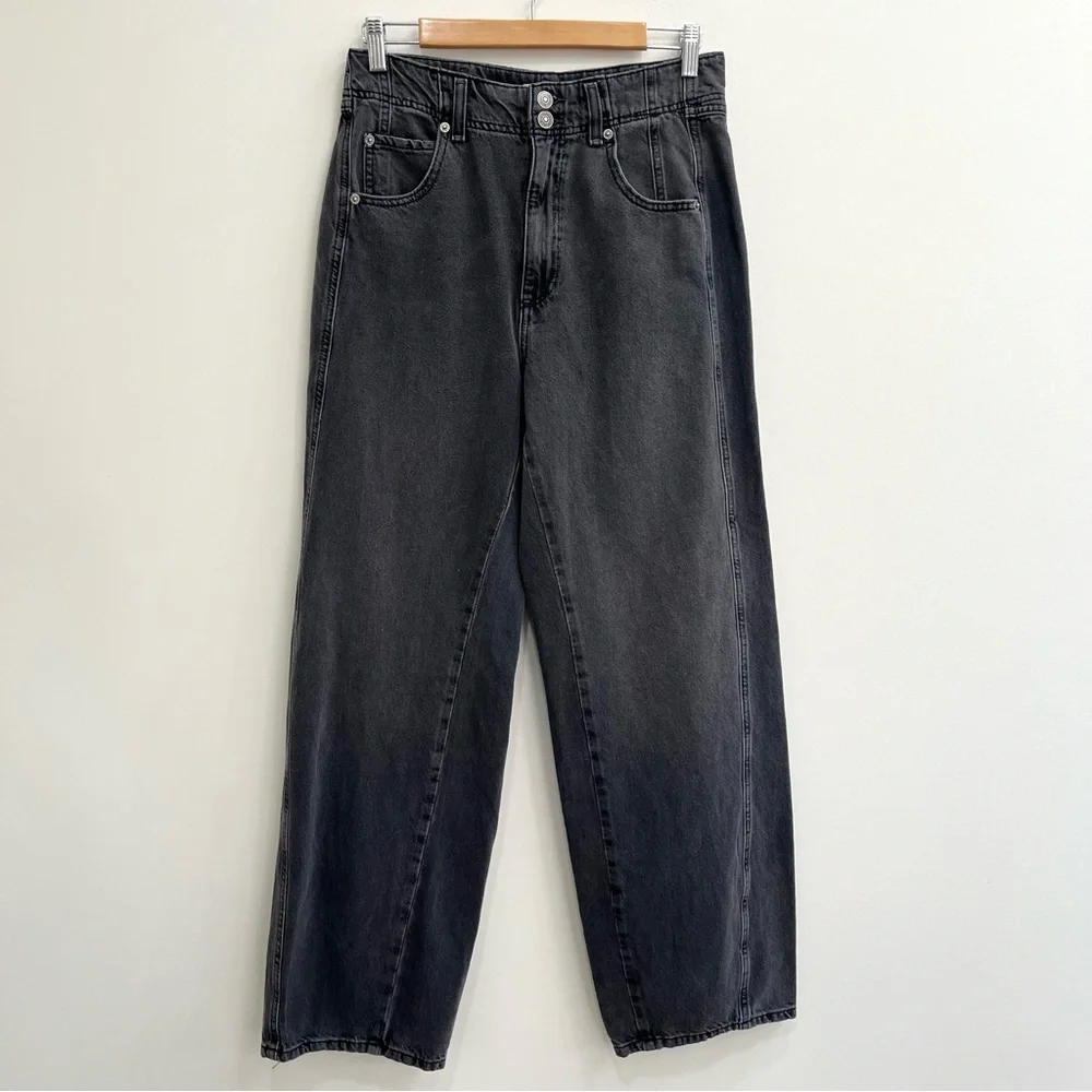 We the free Aster Straight Leg Jeans Barrel Leg in Asteroid Washed Black Size 30 - Picture 4 of 16